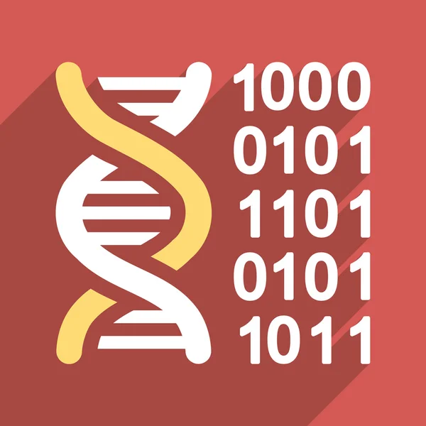 Genetical Code Flat Long Shadow Square Icon — 스톡 벡터