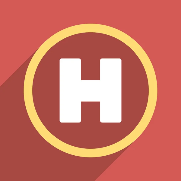 Helicopter Landing Circle Flat Long Shadow Square Icon — 图库矢量图片