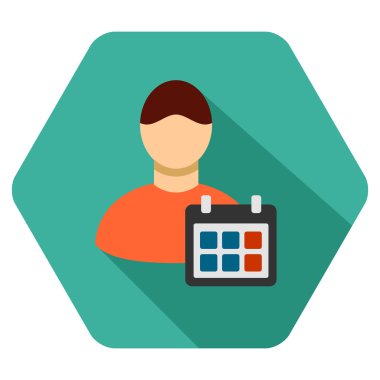 Uzun gölge ile personel zamanlama düz altıgen simgesi