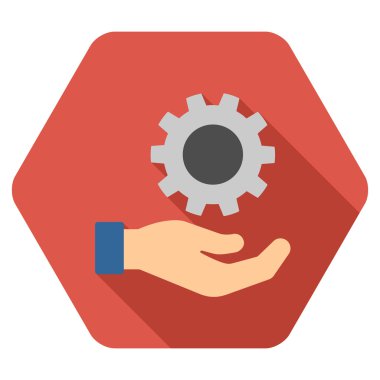 Uzun gölge ile mühendislik hizmet düz altıgen simgesi