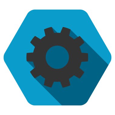 Uzun gölge ile vites düz altıgen simgesi