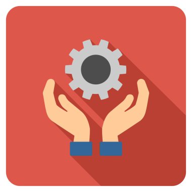 Uzun gölge ile bakım düz yuvarlak kare simgesi