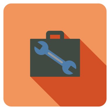 Araçları ile uzun gölge düz yuvarlak kare simgesi durumunda