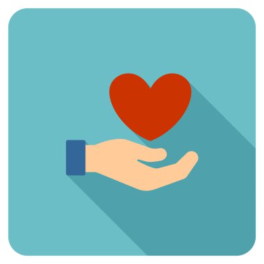 Uzun gölge ile aşk bakım düz yuvarlak kare simgesi