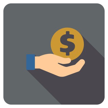 Uzun gölge ile ödeme düz yuvarlak kare simgesi