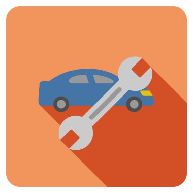 Araba tamir düz yuvarlak kare simgesi uzun gölge ile