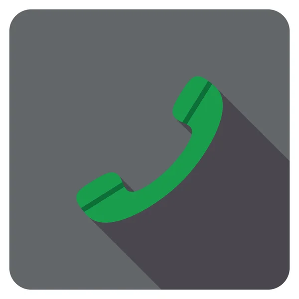 Telefon lakás lekerekített négyzet alakú ikon a hosszú árnyék — Stock Vector