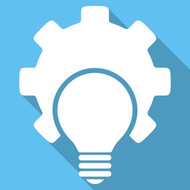 Uzun gölge ile ampul yapılandırma düz kare simgesi