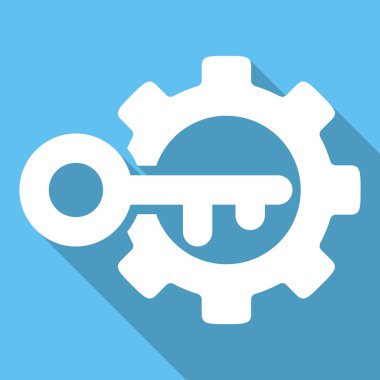 Key Options Flat Square Icon with Long Shadow