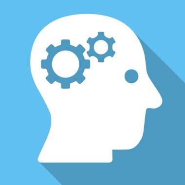 Intellect Flat Square Icon with Long Shadow