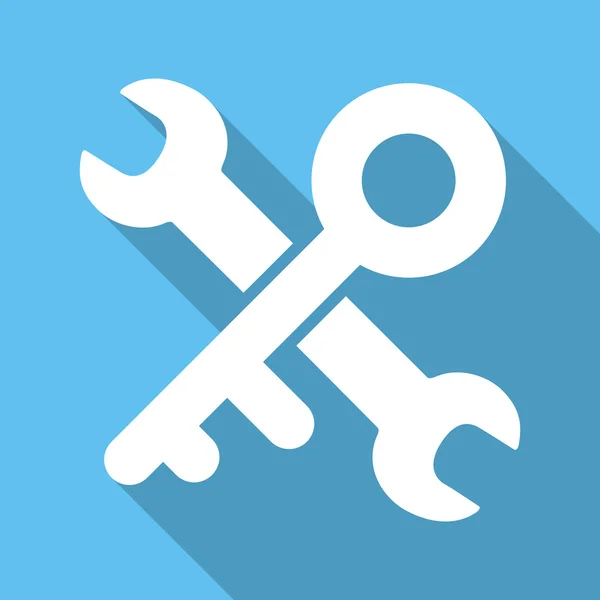 Key Tools Flat Square Icon with Long Shadow — Stock vektor