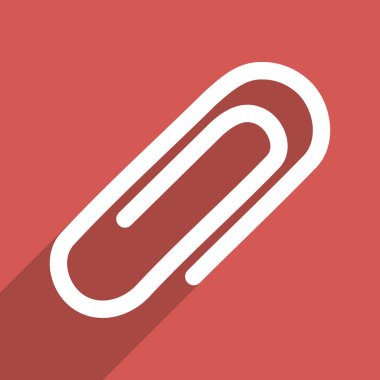 Paperclip Flat Long Shadow Square Icon