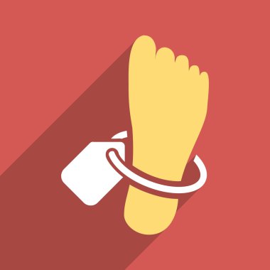 Mortuary Foot Tag Flat Long Shadow Square Icon