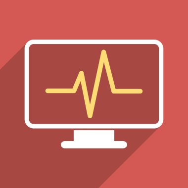 Cardiogram Monitoring Flat Long Shadow Square Icon