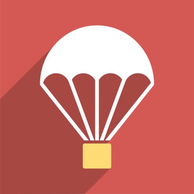 Parachute Flat Long Shadow Square Icon