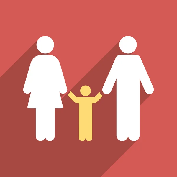 Parents And Child Flat Long Shadow Square Icon — 스톡 벡터