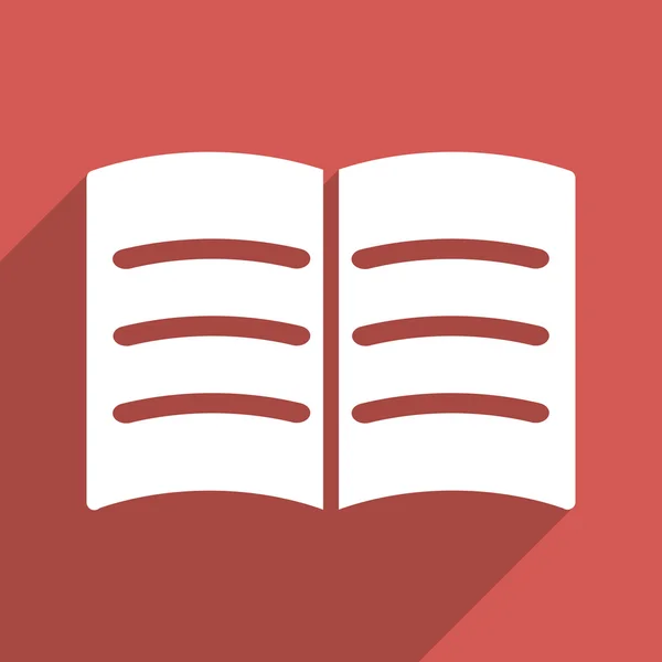 Open Book Flat Long Shadow Square Icon — ストックベクタ