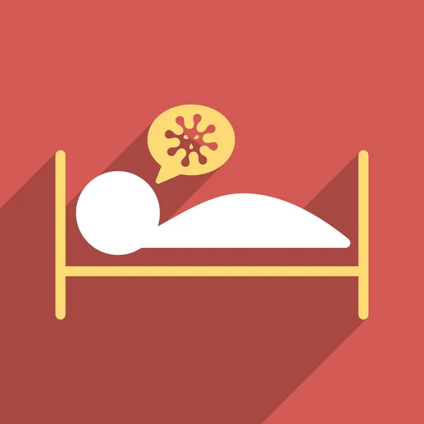 Infected Patient Bed Flat Long Shadow Square Icon — 图库矢量图片