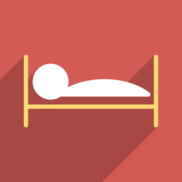 Patient Bed Flat Long Shadow Square Icon — Stockvector