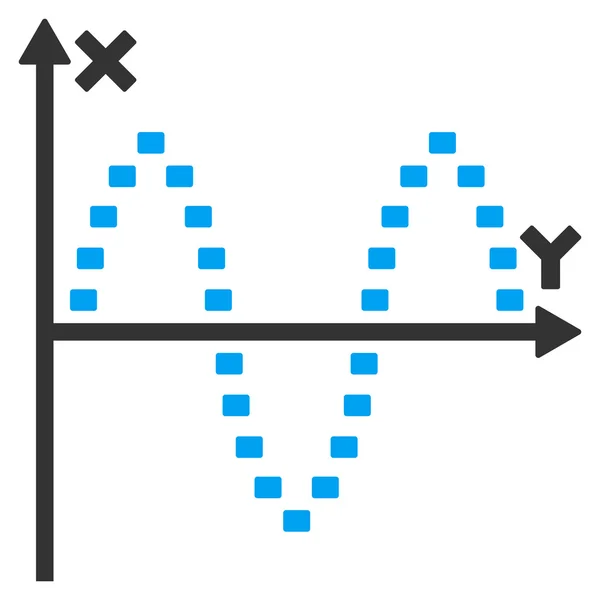 Dotted Sinusoid Plot Vector Icon — Wektor stockowy