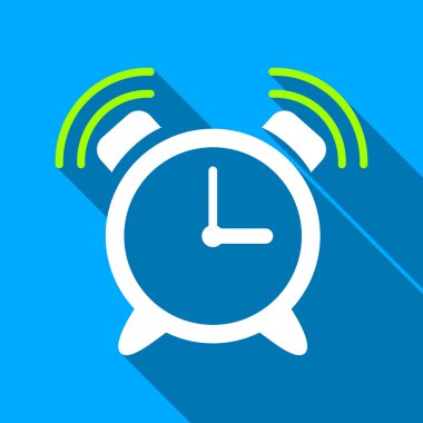 Alarm Clock Ring Flat Long Shadow Square Icon