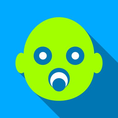 Baby Head Flat Long Shadow Square Icon