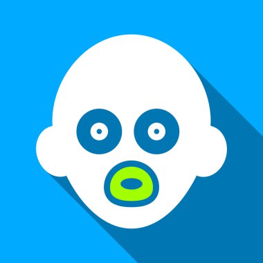 Baby Head Flat Long Shadow Square Icon