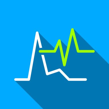 ECG Charts Flat Long Shadow Square Icon