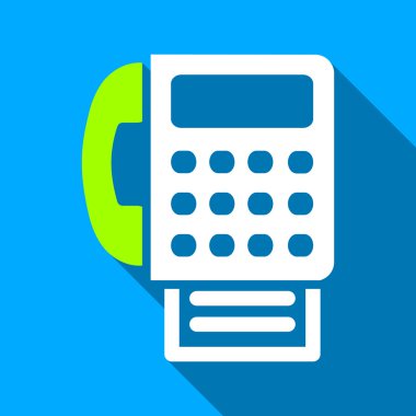 Fax Flat Long Shadow Square Icon