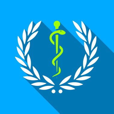 Healh Care Laurel Emblem Flat Long Shadow Square Icon