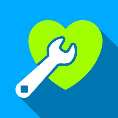 Heart Repair Flat Long Shadow Square Icon