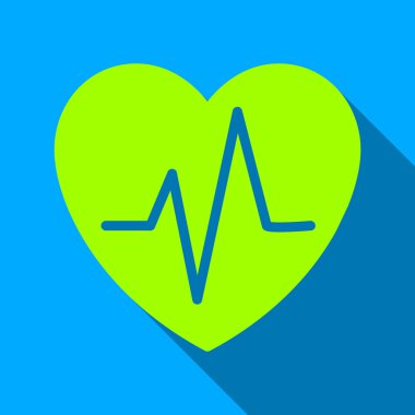 Heart Ekg Flat Long Shadow Square Icon