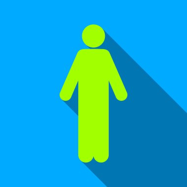 Man Figure Flat Long Shadow Square Icon