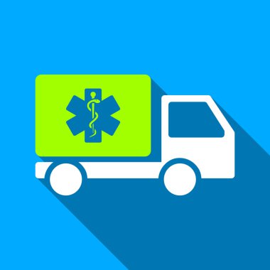 Medical Shipment Car Flat Long Shadow Square Icon