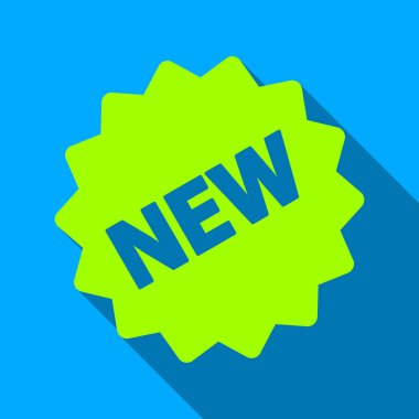 New Tag Flat Long Shadow Square Icon