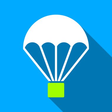 Parachute Flat Long Shadow Square Icon