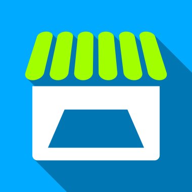 Store Entrance Flat Long Shadow Square Icon