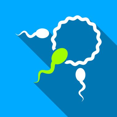 Sperm Fertilization Flat Long Shadow Square Icon