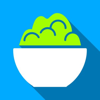 Porridge Bowl Flat Long Shadow Square Icon