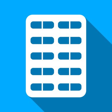 Pill Blister Flat Long Shadow Square Icon