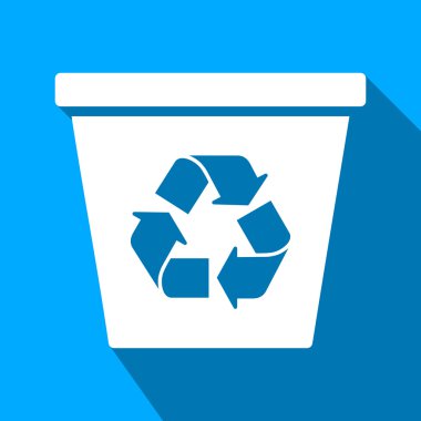 Recycle Bin Flat Long Shadow Square Icon