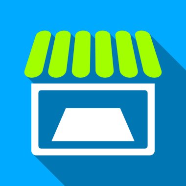 Shop Facade Flat Long Shadow Square Icon