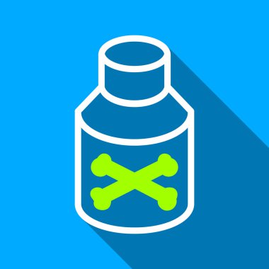 Poison Bottle Flat Long Shadow Square Icon