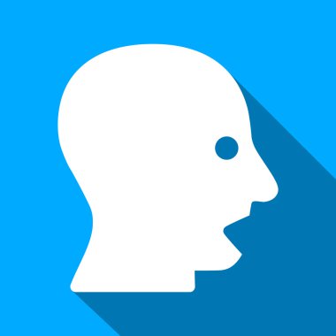 Shouting Head Flat Long Shadow Square Icon