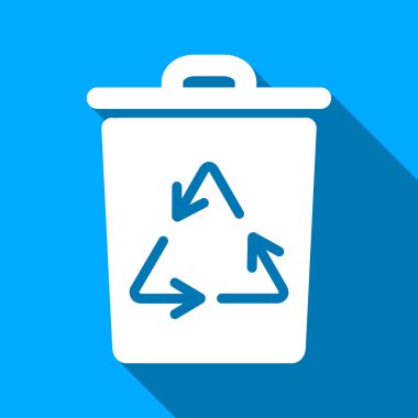 Trash Can Flat Long Shadow Square Icon