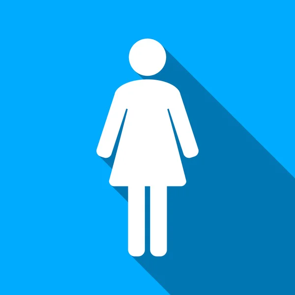 Woman Flat Long Shadow Square Icon — Stock vektor