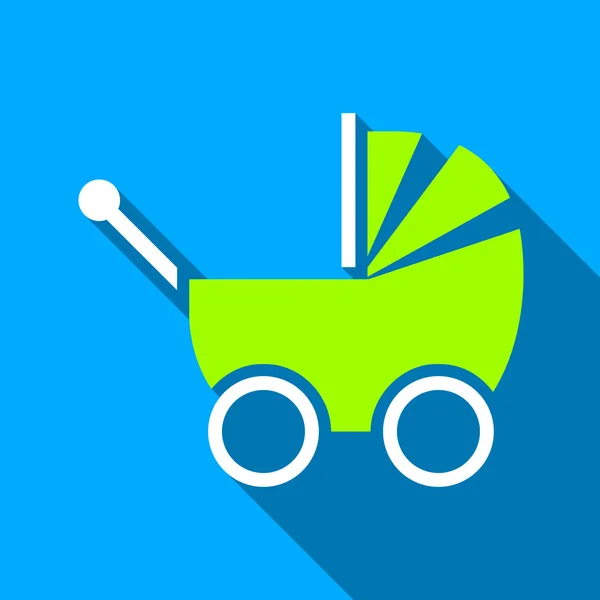 Baby Carriage Flat Long Shadow Square Icon — Stockvector