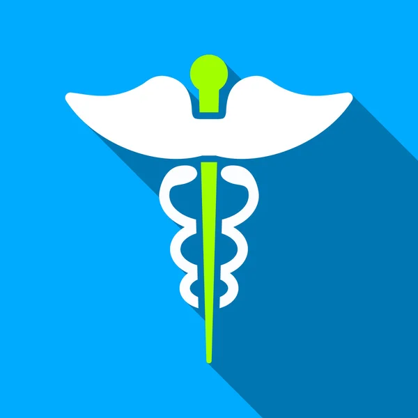 Caduceus Flat Long Shadow Square Icono — Archivo Imágenes Vectoriales