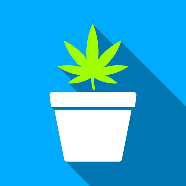 Cannabis Pot Flat Long Shadow Square Icono — Vector de stock