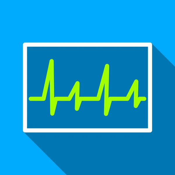 Cardiogram Flat Long Shadow Square Icon — Stockový vektor